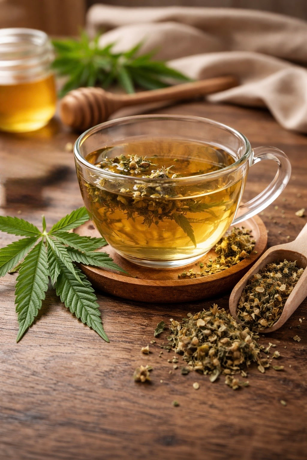 hemp tea made from hemp flowers herbal wellness tea