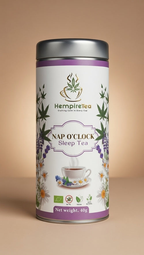 Nap O' Clock sleep tea - calming hemp blend with chamomile, lavender and lemon balm for restful sleep
