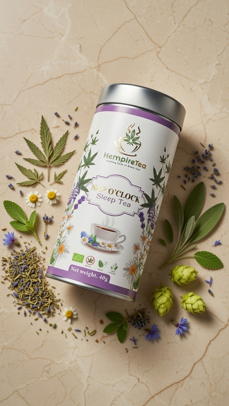 Nap O' Clock vegan sleep tea - gentle floral blend with hops and cornflower for deep rest
